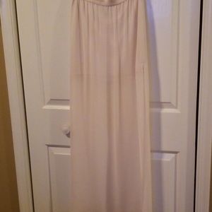 White sheer maxi with mini skirt under